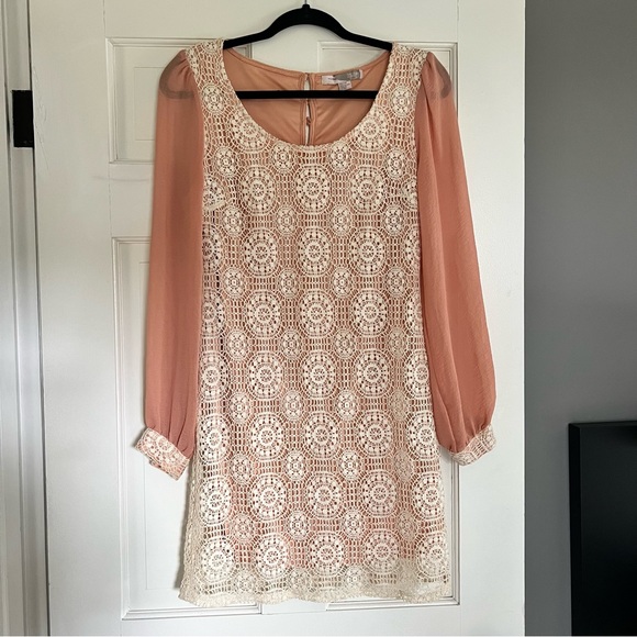 Forever21 Pink Retro Dress Long Balloon Sleeve Size XS - Picture 2 of 8